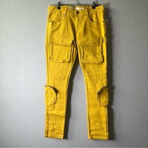 NWT Rebel Minds Yellow Skinny Fit Cargo Jeans Size 32x32